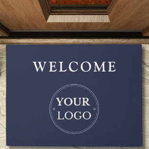 Business Logo Modern Navy Blue Promotional  Doormat