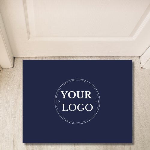 Business Logo Modern Navy Blue Promotional  Doormat