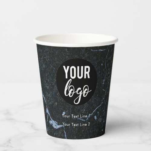 Business Logo Modern Professional Black Marble Paper Cups
