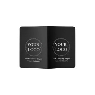 Business Logo Modern Professional Branded Black Passport Holder