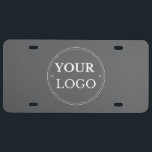 Business Logo Modern Professional Branded Gray License Plate<br><div class="desc">Personalize this simple minimalist plastic license plate on a classic gray background with your company logo and make a big professional promotional statement for your business. Easy to customize. Get yours today!</div>
