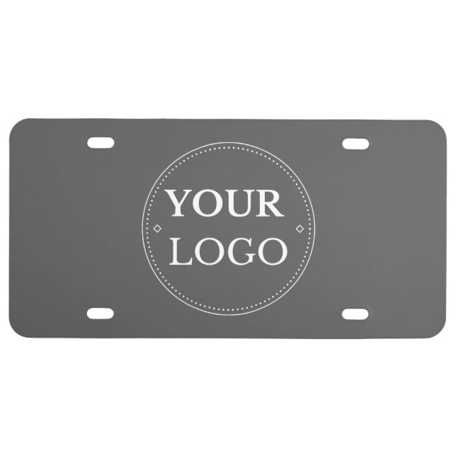 Business Logo Modern Professional Branded Gray License Plate (Front)
