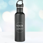 Business Logo Modern Professional Branded  Stainless Steel Water Bottle<br><div class="desc">Effectively brand and grow your business by adding your corporate business logo to this matte black stainless steel water bottle. This is eco friendly company swag your employees,  customers and clients will appreciate. Easy to customize logo and text. Get yours today!</div>