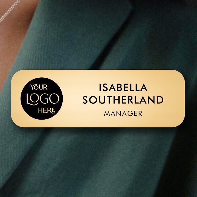 Business Logo Modern Professional Employee Gold Name Tag (Creator Uploaded)