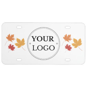 Business Logo Modern Professional Fall Leaves  License Plate