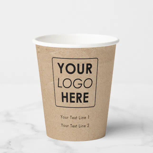 Business Logo Modern Professional Kraft Brown Paper Cups | Zazzle