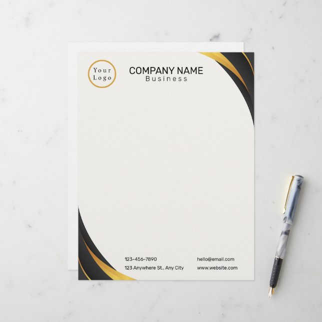 Business Logo Modern Professional Letterhead (Front/Back In Situ)