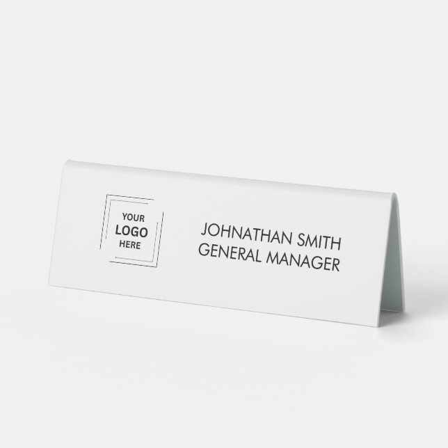 Business Logo | Modern Professional Name Position  Table Tent (Front)