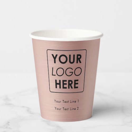 Business Logo Modern Professional Rose Gold Paper Cups