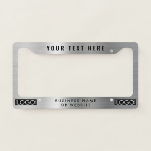 Business Logo Modern Professional Silver Car License Plate Frame
