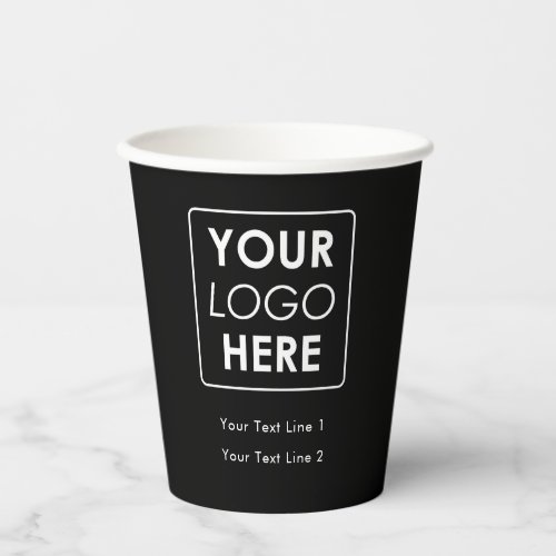 Business Logo Modern Professional Simple Black Paper Cups