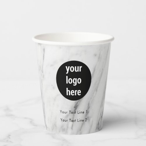 Business Logo Modern Professional White Marble Paper Cups