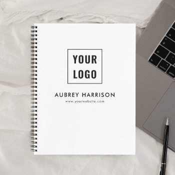 Business Logo Modern Professional White Notebook by CrispinStore at Zazzle