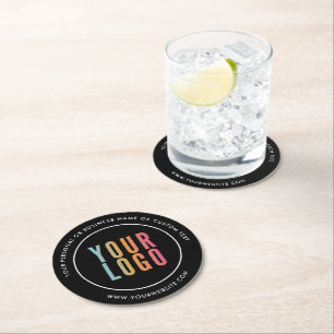 Business Logo Modern Promotional Black Round Paper Coaster