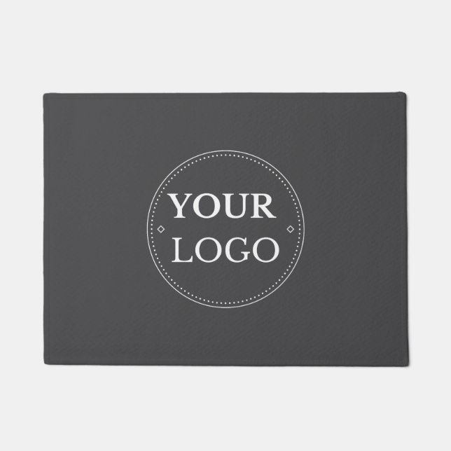 Business Logo Modern Promotional Gray Doormat (Front)