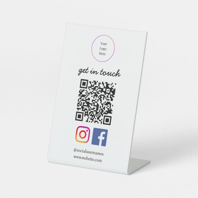 Business Logo | Modern QR Code Template Pedestal Sign (Front)