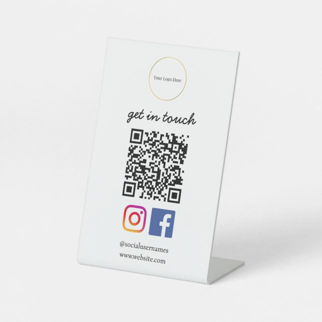 Business Logo | Modern QR Code Template Pedestal Sign (Front)