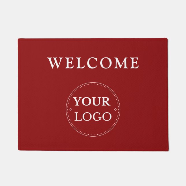 Business Logo Modern Red Promotional  Doormat (Front)