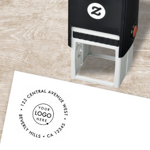 Business Logo   Modern Round Return Address Self-inking Stamp