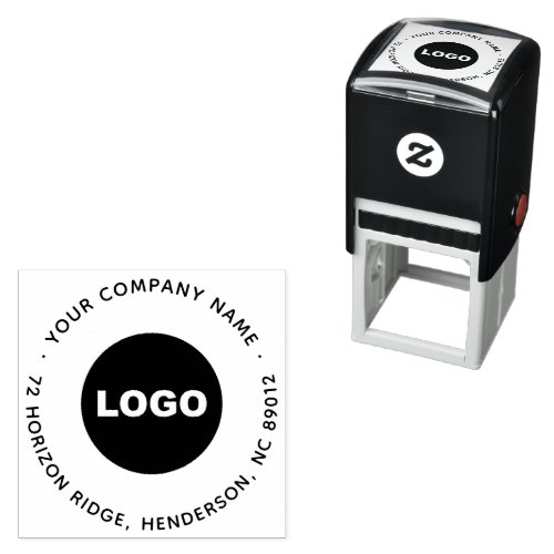 Business Logo Modern Round Return Address Slogan Self_inking Stamp