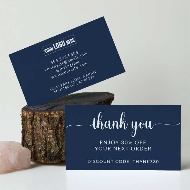 Business Logo Modern Script Thank You Promotion Discount Card (Creator Uploaded)