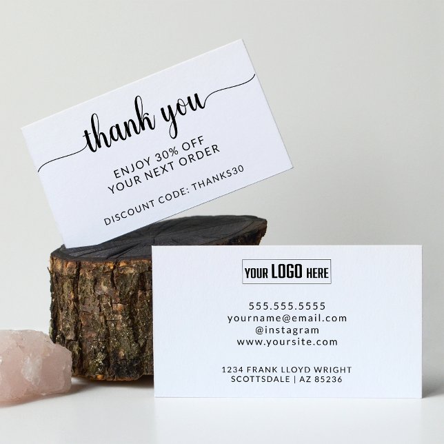 Business Logo Modern Script Thank You Promotion Discount Card (Creator Uploaded)