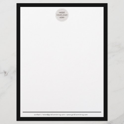 BUSINESS LOGO modern simple border black white Letterhead