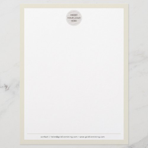 BUSINESS LOGO modern simple border ivory cream Letterhead