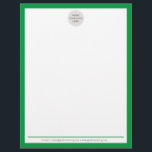 BUSINESS LOGO modern simple border kelly green Letterhead<br><div class="desc">by kat massard >>> www.simplysweetpaperie.com <<<</div>