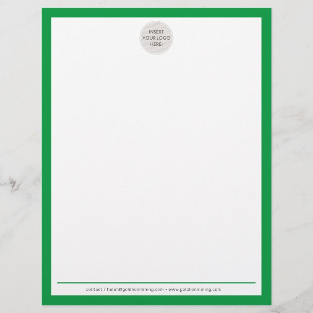 BUSINESS LOGO modern simple border kelly green Letterhead (Front)