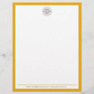 BUSINESS LOGO modern simple border mustard white Letterhead