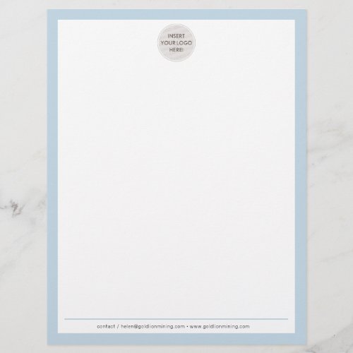 BUSINESS LOGO modern simple border pale blue Letterhead