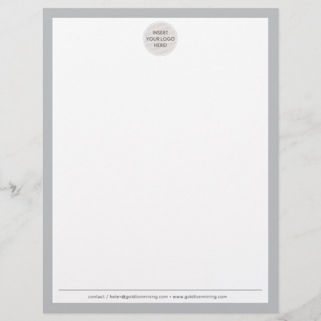 BUSINESS LOGO modern simple border pale gray Letterhead (Front)
