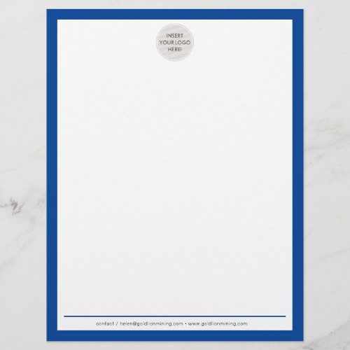 BUSINESS LOGO modern simple border royal blue Letterhead