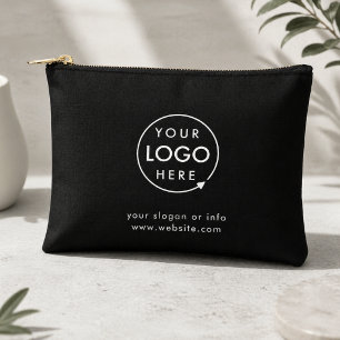 Business Logo Modern Stylish Trendy Black Accessory Pouch