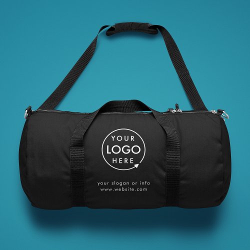 Business Logo Modern Stylish Trendy Black Duffle Bag