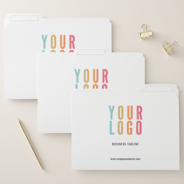 Business Logo Modern White File Folders (Set)