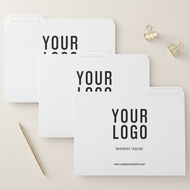 Business Logo Modern White File Folders (Set)