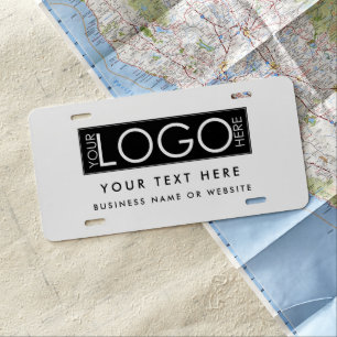 Business Logo Modern White Professional Car License Plate