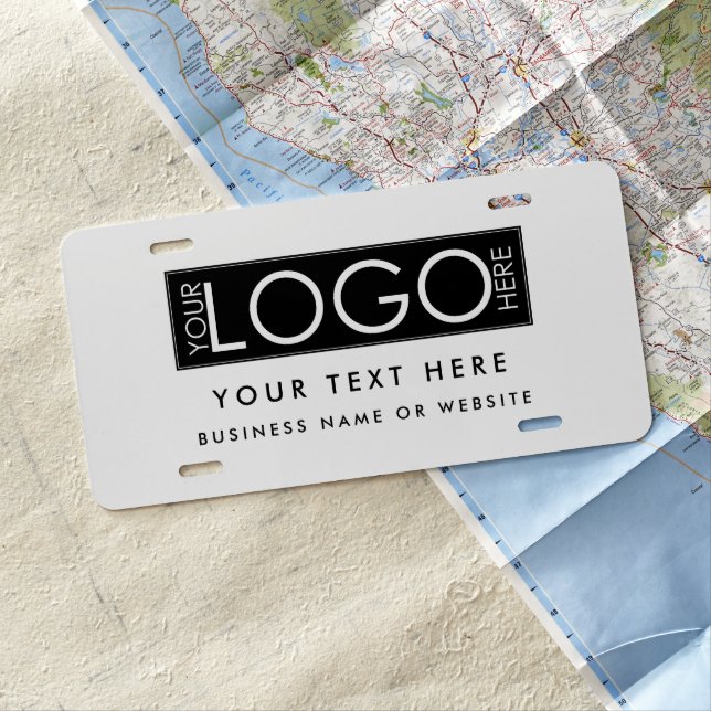Business Logo Modern White Professional Car License Plate (In Situ)