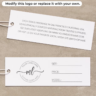 Business Logo Monogram Brand Clothing Hang Tag