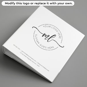 Business Logo Monogram Company White 3 Ring Binder