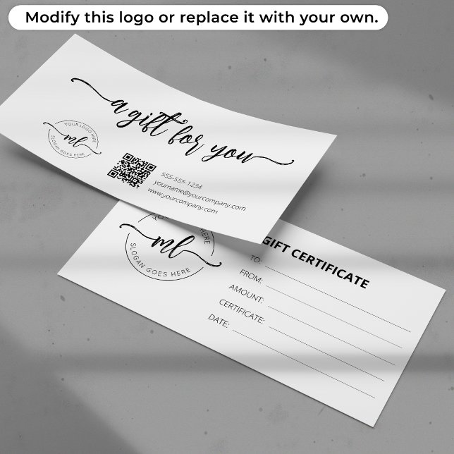 Business Logo Monogram Initials Gift Certificate (Creator Uploaded)