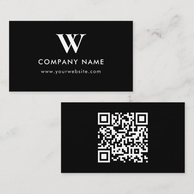 Business Logo Monogram Scannable Website Business Card (Front/Back)