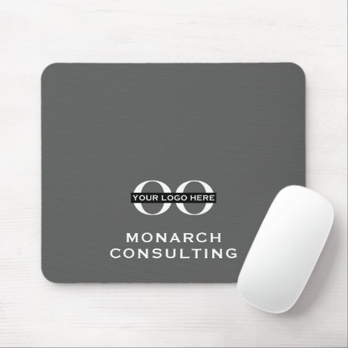 Business Logo Mousepad with Company Name in Gray