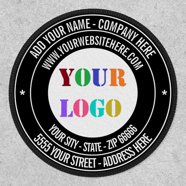 Business Logo Name Address Website Patch Template (Front)