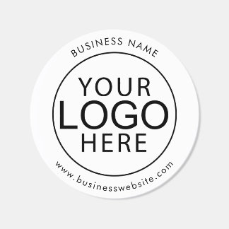 Business Logo Name and Website Simple Classic Round Sticker