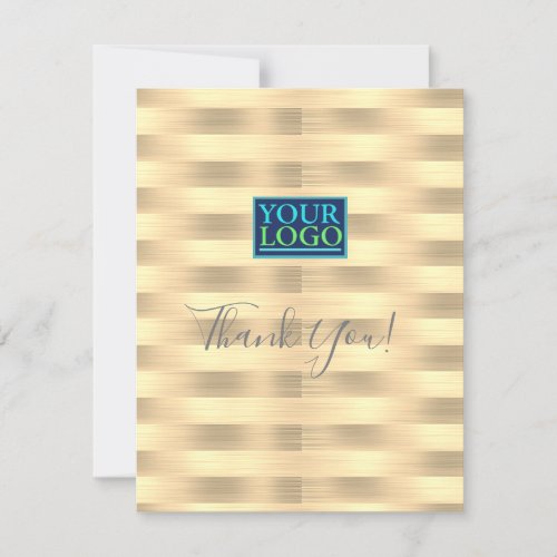 Business Logo Name Gold Stripes Mint Green Thank You Card