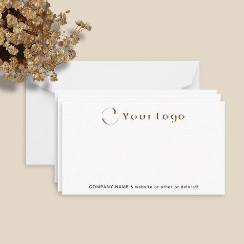 Business logo Name Minimal Company White Custom Note Card