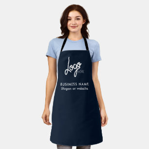 Business Logo   Name Modern Navy Blue Apron